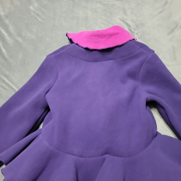 Mack & Co Jacket Girls Size 3t Pink Purple Ruffle Fleece Button Front Layer Long - Picture 4 of 9